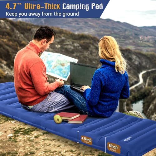 Elegear CumbreX Single Sleeping Pad for Camping, 4.7" Ultra-Thick Inflatable Camping Sleeping Pad with Built-in Foot Pump & Quick Inflation, Portable Camping Sleeping Mat for Backpacking Hiking Tent - Thumbnail 3