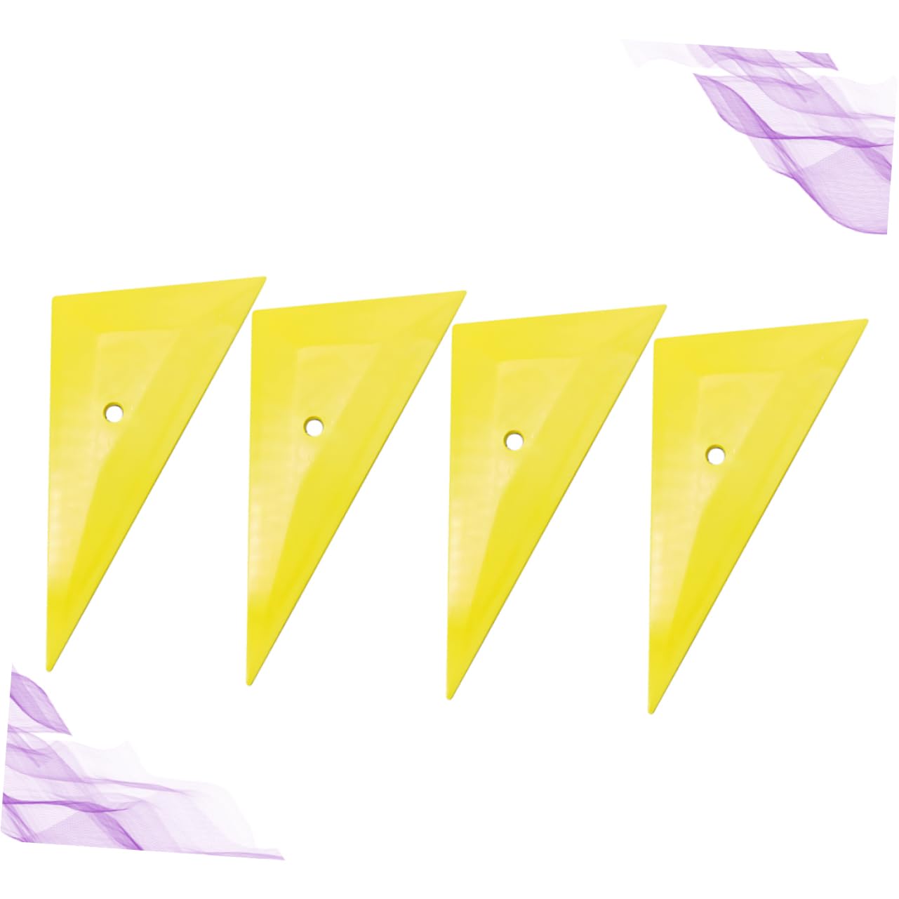 Mikikit 4pcs Rectangular Plastic Scraper for Car Window Film Application Auto Foil Tools Yellow Squeegees for Easy Use Paint for Wrapping and Tinting