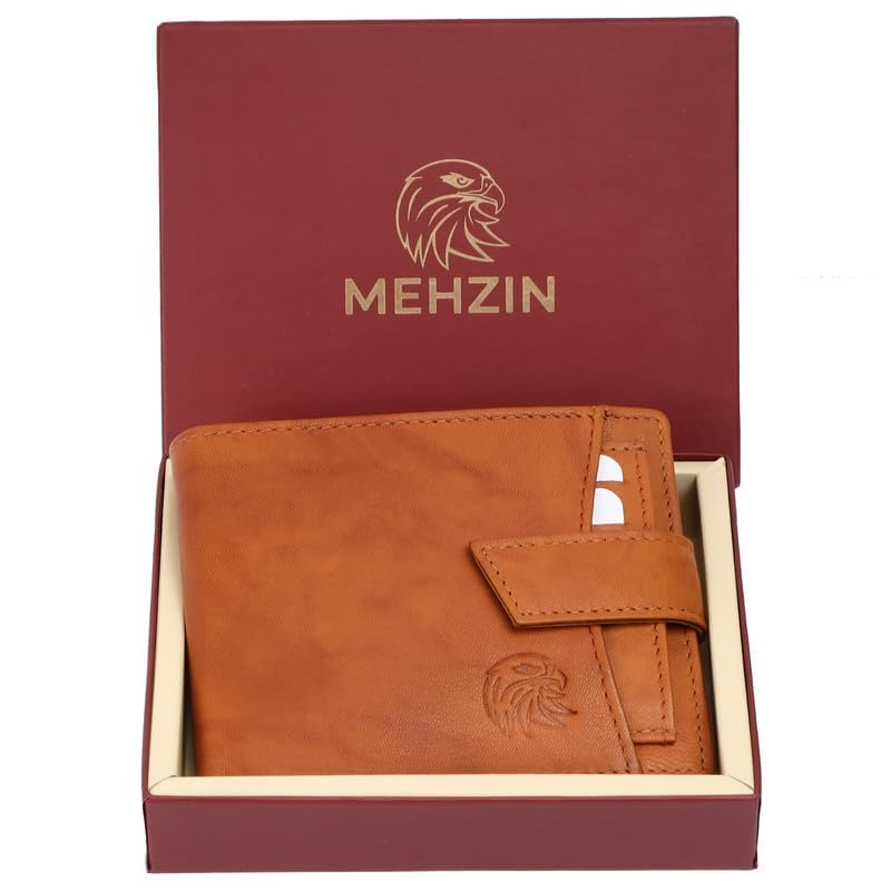Men’s Formal Leather RFID Wallet – 8 Card Slots, Bifold, Slim Design, Gift Box Included (Tan)4