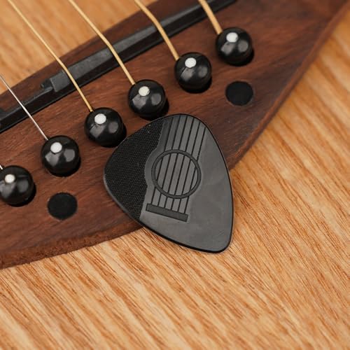 Image of Kadence NG4 Jamming Series Nylon Guitar Picks (Pack of 4) | 0.73, 0.88, 1.55 & 1.80mm Plectrums | Anti-Slip Grip for Precision Control | For Acoustic, Electric & Bass Guitars | Black