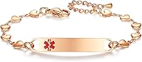 Vista 155 de mnmoom Pulseras de alerta médica para mujer, pulseras de identificación médica de corazón de acero inoxidable con grabado gratuito