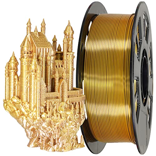 Image of MIKA3D Bicolor Double Colors Silk Metallic Gold Coffee PLA Coextrusion Filament, 1.75mm 2 Colors in 1 Printing Multi Colored Silk PLA, Widely Fit for 3D Printer, 2.2lbs /1kg Dual Color Material