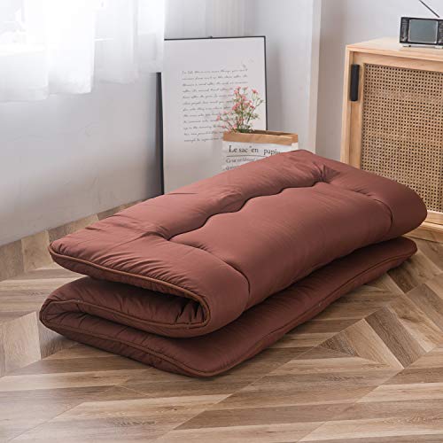 Image of Japanese Shiki Futon Mattress Floor Mattress Thicken Tatami Mat Sleeping Pad Roll Up Mattress Floor Lounger Bed Rolling Up Couch Bed Mattress Pad for Guest Room, Coffee, King