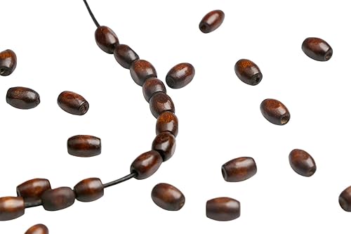 Miniatura 5 de 500 cuentas de madera ovaladas de 0.236 x 0.315 in, cuentas espaciadoras de madera con forma de arroz integral, cuentas sueltas de madera para hacer