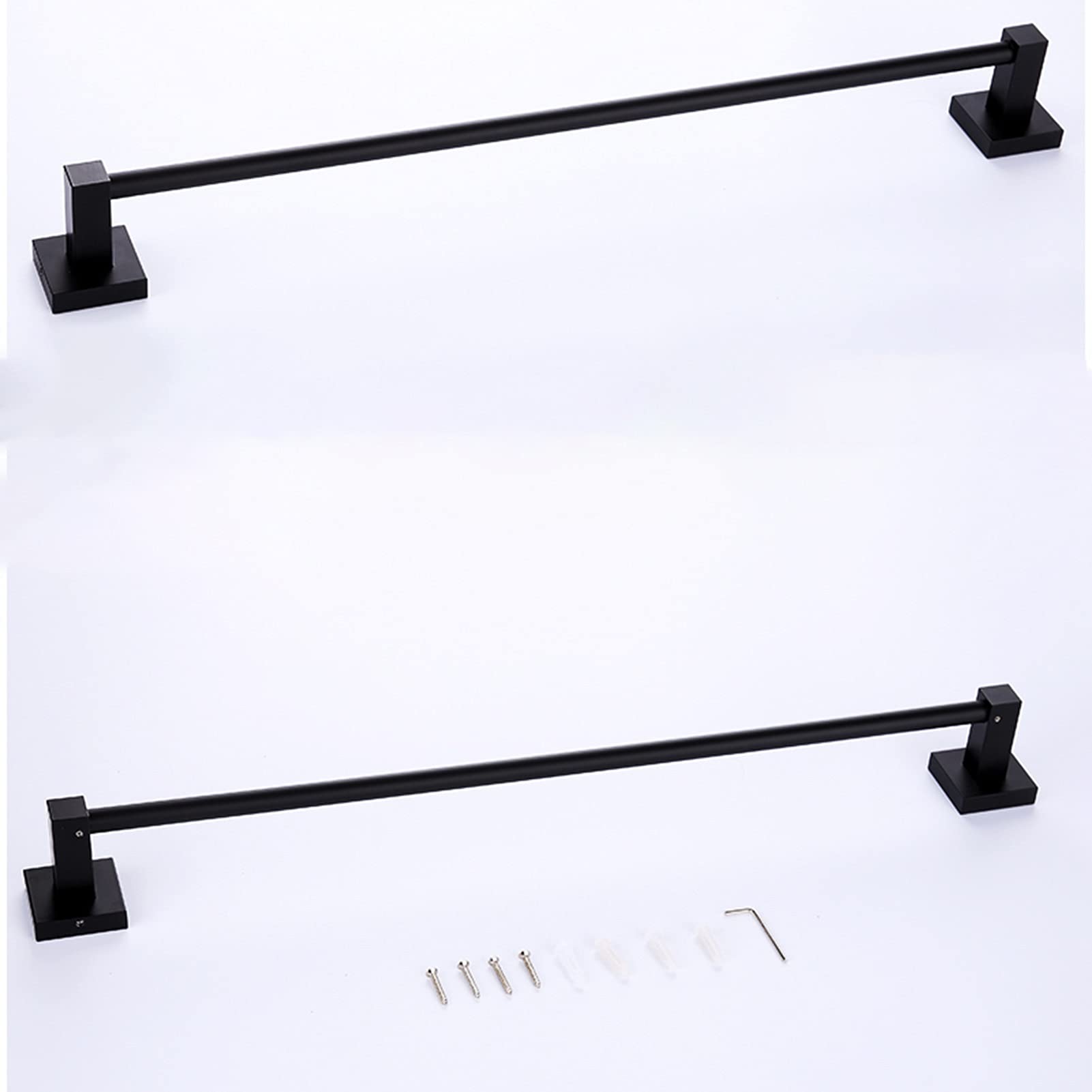 Naścienny wieszak na ręczniki - kwadratowy aluminiowy wieszak na ręczniki do łazienki lub kuchni stylowy czarny wieszak na ręczniki 60 cm/70 cm opcje rozmiaru wyposażenie łazienkowe rozwiązanie do