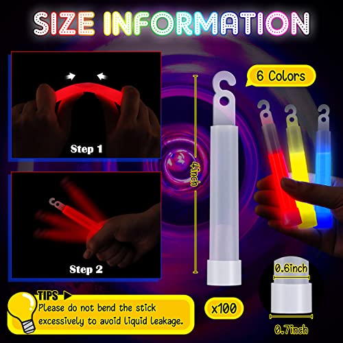 100 Pcs Ultra Bright Glow Sticks In Bulk 4 Inch Camping Glow Sticks Glow In The Dark Light Sticks For Wedding Parties And Kids Activities Emergency Light With 12 Hours Duration #TOP1