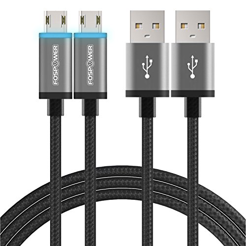 LED Micro USB Cable (6 FT - 2Pack), FosPower [Quick Charge 3.0] Reversible Micro B to Reversible USB A Cable [Extra Long] for Samsung, HTC, Motorola, Nokia, LG, PS4 / Xbox One Controller
