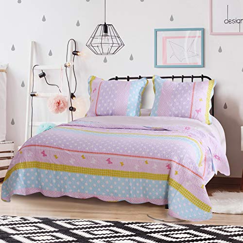 Greenland Home Polka Dot Stripe Quilt Set, Twin #TOP2
