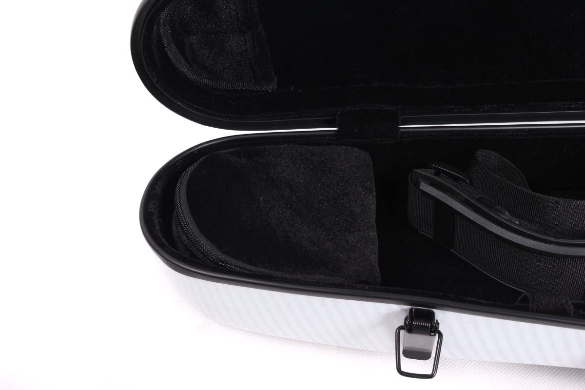 WUQIMUSC - Estuche para violín de fibra de vidrio duradero de 4/4 de tamaño completo, con forma triangular, ligero, fuerte, con higrómetro integrado
