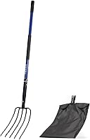 KOLEIYA 5-Tine Heavy Duty Pitchfork, 57" Fiberglass Handle Garden Fork for Mulch Compost Hay Manure Soil - Blue