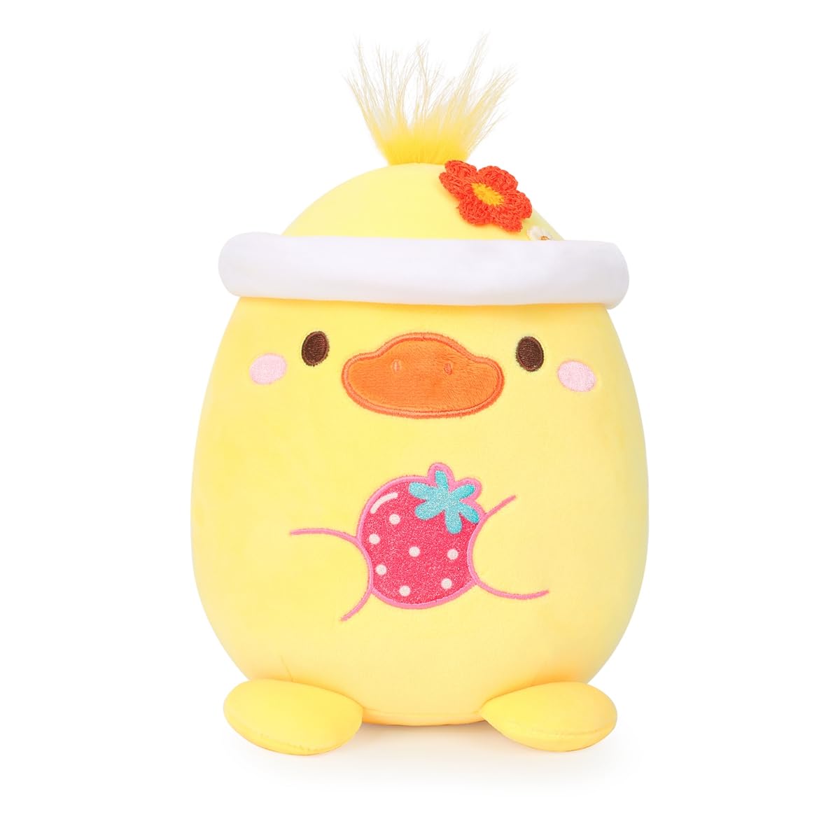 AIXINICute Yellow Duck Plush Pillow 8" Duckie Stuffed Animal, Soft Kawaii Duck Plushie with Hat Outfit Costume Gift for Kids