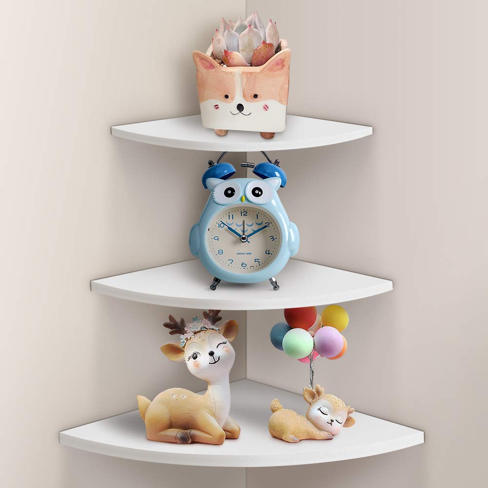 Ejoyous 3Pcs Floating Corner, Shelf Wall Mounted Storage Display Rack Bookshelves for Bedroom Living Room Home Furniture Office Decor