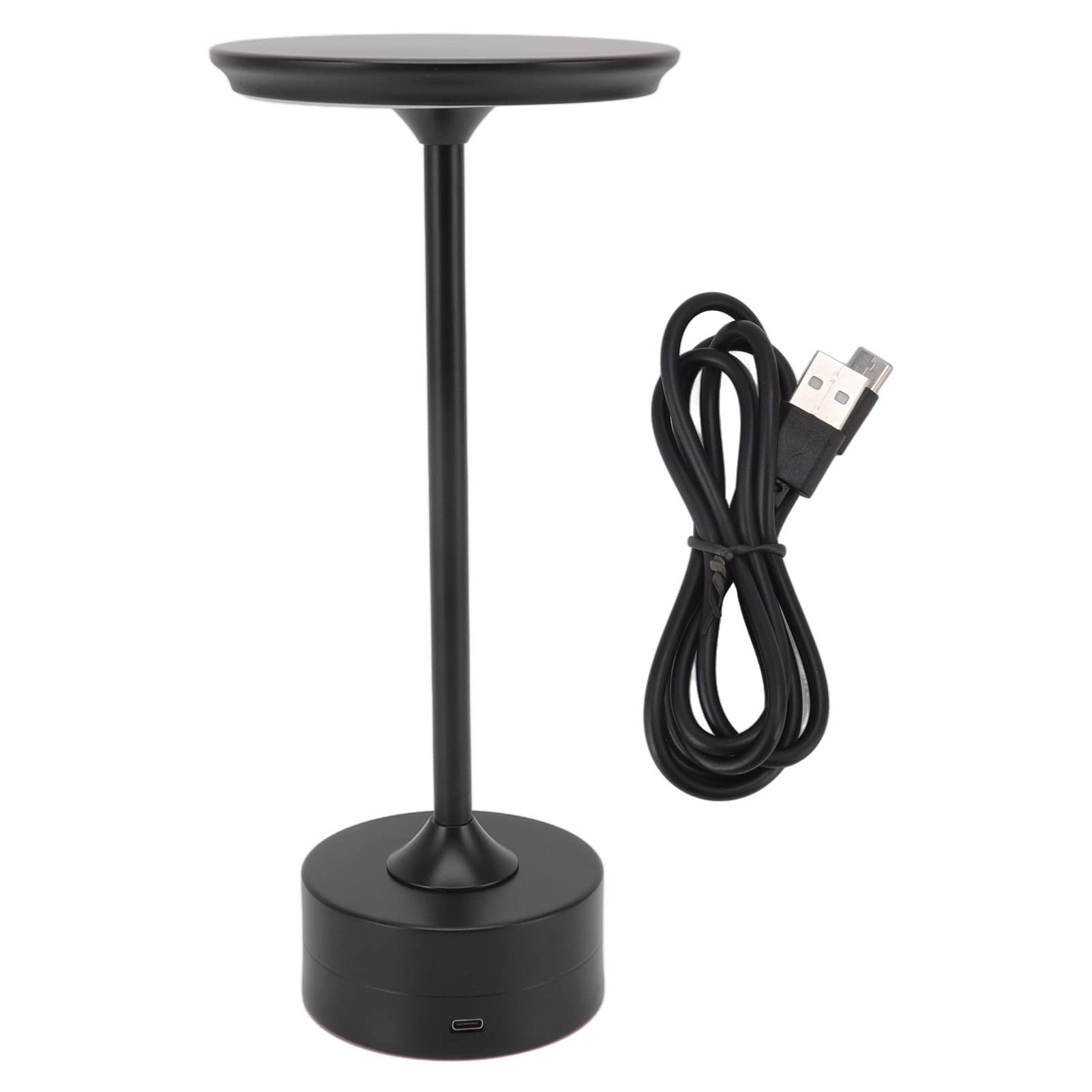 Lampa Stołowa, Lampa Biurkowa LED Bezprzewodowa Lampa Stołowa, Bezprzewodowa Lampa Stołowa Akumulator 2000 MAh 3 Poziomy Jasności Przenośna Metalowa Lampka Nocna(Czarny)