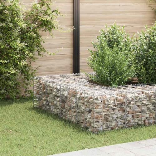 Woonisher Arriate de Gaviones Cúbico de Alambre de Acero 40x40x40 cm, Macetero Exterior con Base Estable, Huerto Urbano