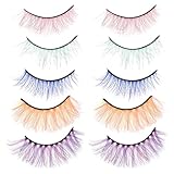 Healeved 5 Paar Farbige Künstliche Wimpern Natürliches Volumen Leicht Wiederverwendbar Kosmetische Party Wimpern für Damen