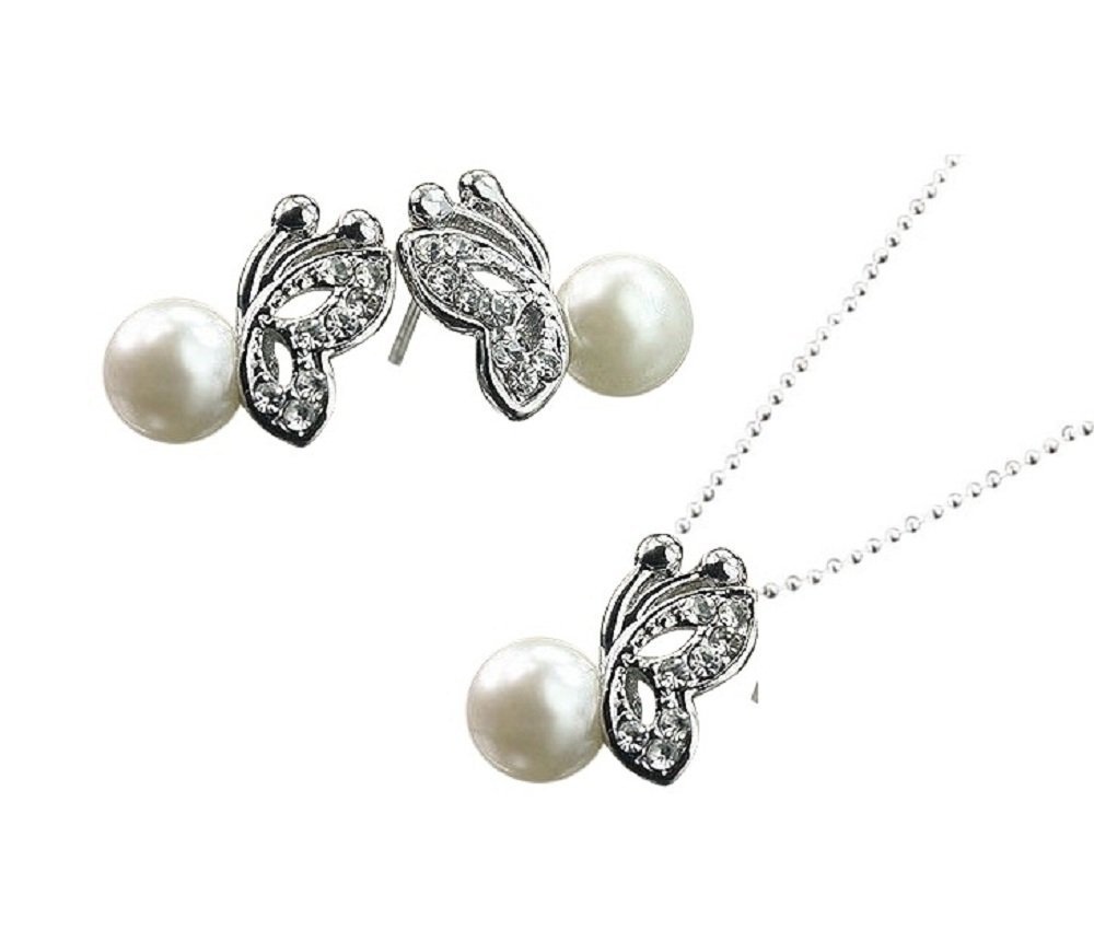 Girlz!Fashion Pearl and Rhinestones Butterfly Pendant and Earrings Set (B00K2XMLDO) Amazon Price History, Amazon Price Tracker