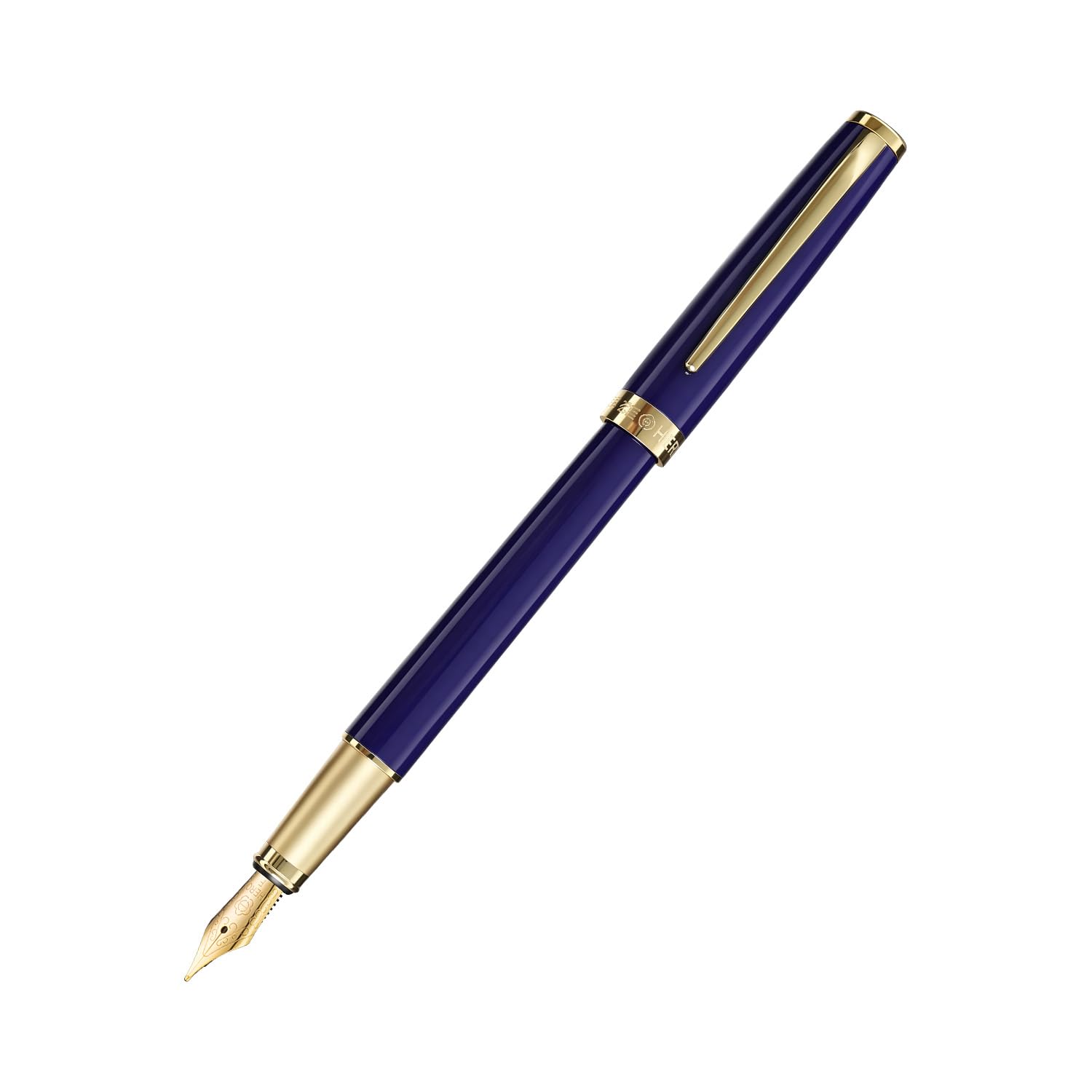 HERO Blue Fountain Pen with 0.5mm Fine F Nib, Smooth Writing Pen for Beginners Journaling Calligraphy Drawing, Office Stationery Gift for Men Women