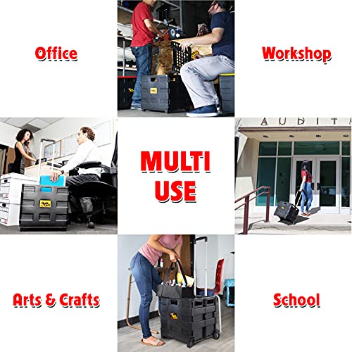 Image of dbest products Quik Cart without Lid Travel Portable Mobile Storage Collapsible Handcart Rolling Utility Heavy Duty, Black