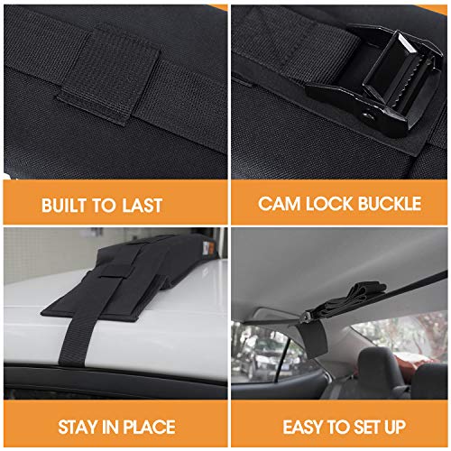 Image of HEYTRIP Universal Soft Roof Rack Pads for Kayak /Surfboard /SUP /Canoe with 15FT Tie-Down Straps and Storage Bag