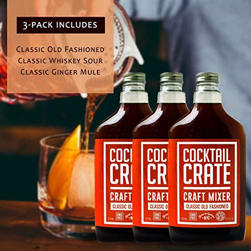 Cocktail Crate Old Fashioned Drink Mixer | Award-Winning Craft Cocktail Mixer for Classic Old Fashioned - Premium Cocktail Syrup Handcrafted with Aromatic Bitters & Demerara Sugar | 12oz - 3 pack