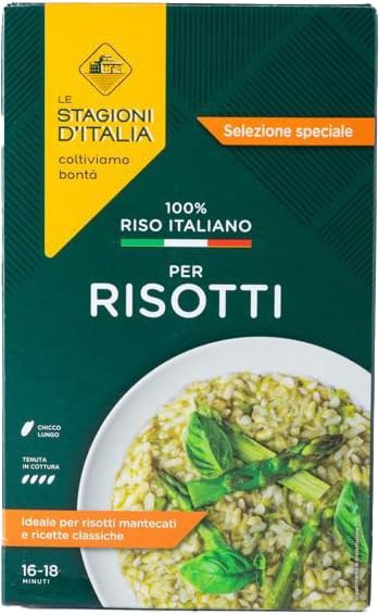 Riso per risotti 100 per cento italiano a chicco grande