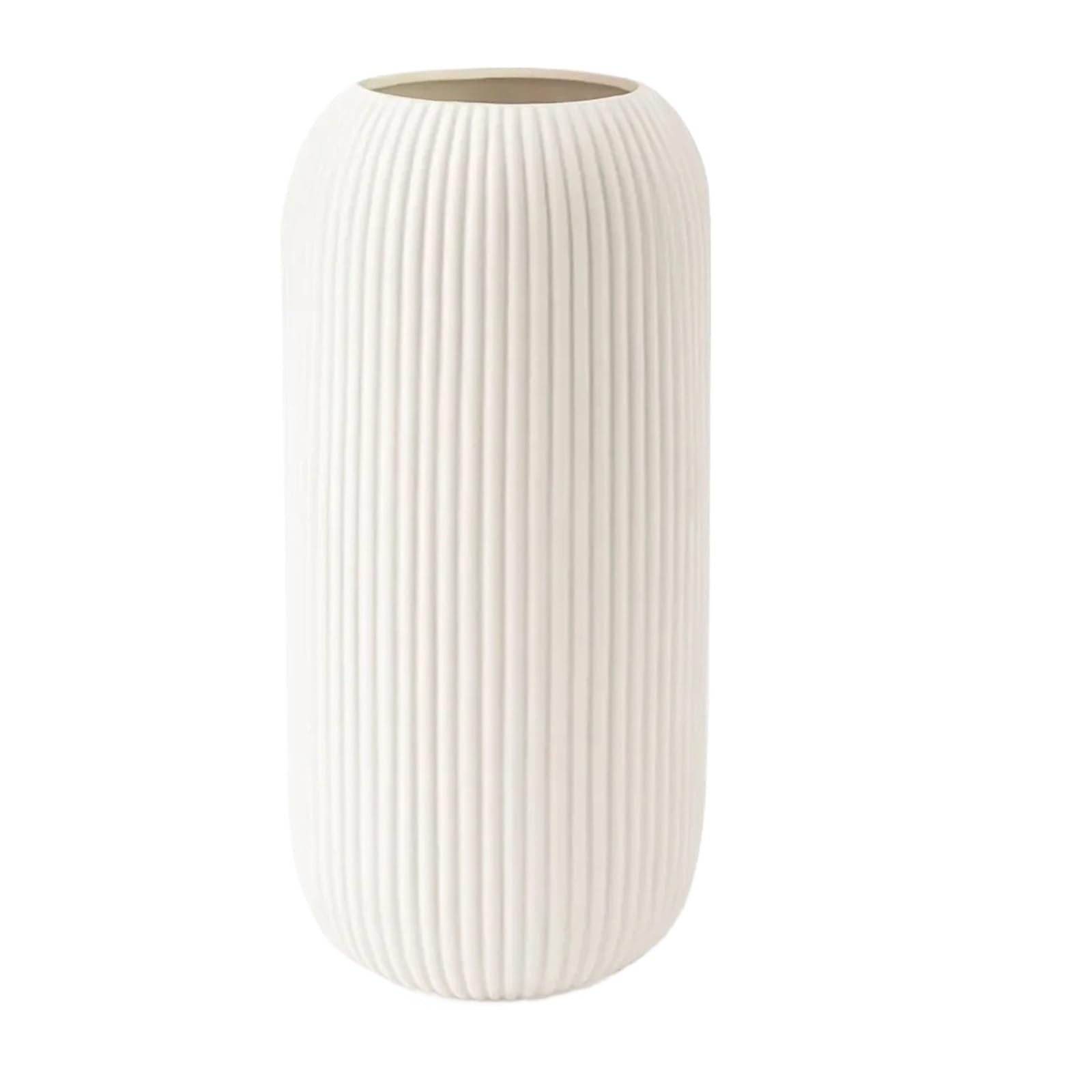Vase en céramique à texture côtelée blanche pour sublimer vos fleurs séchées