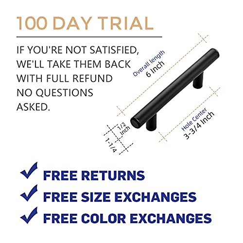 Image of Ravinte 20 Pack | 6'' Cabinet Pulls Matte Black Stainless Steel Kitchen Drawer Pulls Cupboard Pulls Cabinet Handles 6 inchLength with 3.75 inch Hole Center