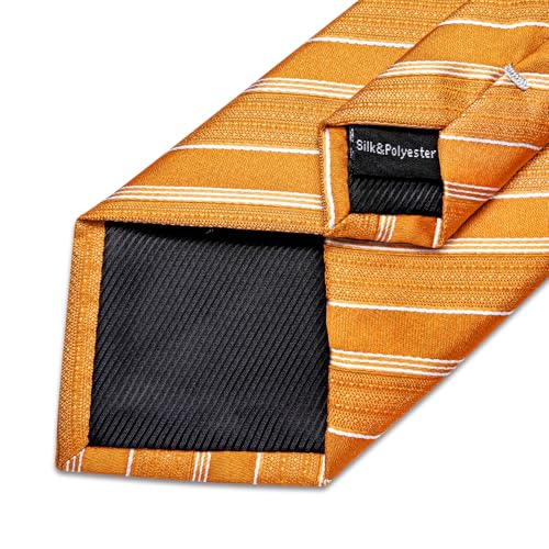 Image of DiBanGu Striped Tie Set for Men Silk Woven Plaid Necktie and Pocket Square Cufflinks Business Wedding