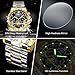 BINBOND Mens Watches Big Face Dial Stainless Steel Chronograph Fashion Business Dress Diamond Multifunction Wrist Watch for Men Waterproof Luminous