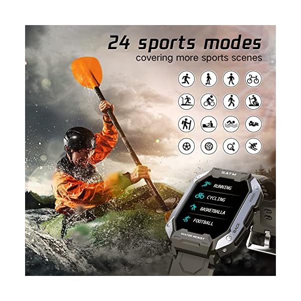 Slothcloud Smart Watches for Men,Fitness Activity Tracker Watch with Heart Rate Blood Oxygen Monitoring IP68 Waterproof 1.71 inch Full Touch Screen Smart Watch Compatible for iOS Android (Black) - Image 3