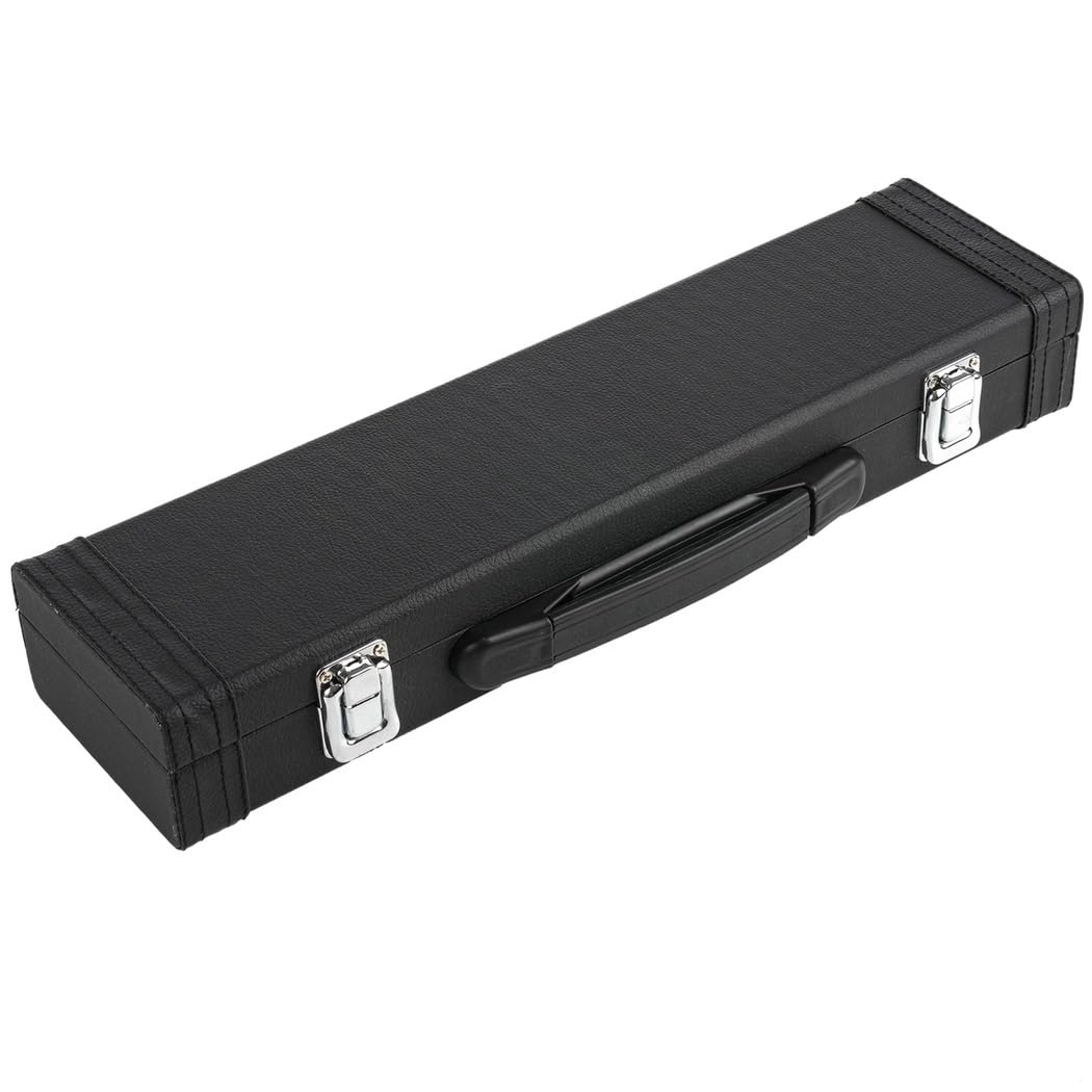 Protective Pu Leather Flute Case For 16-Hole C Flute, Locking Latch, Plush Interior, Lightweight And