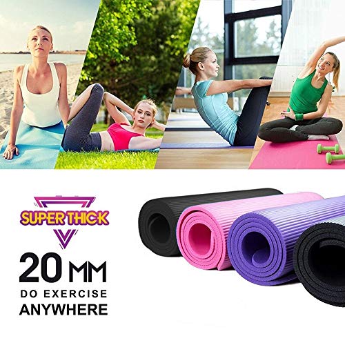 Tapete de Yoga de Espessamento Extra de 10mm (NBR) | Tapete de treino antiderrapante durável com alç