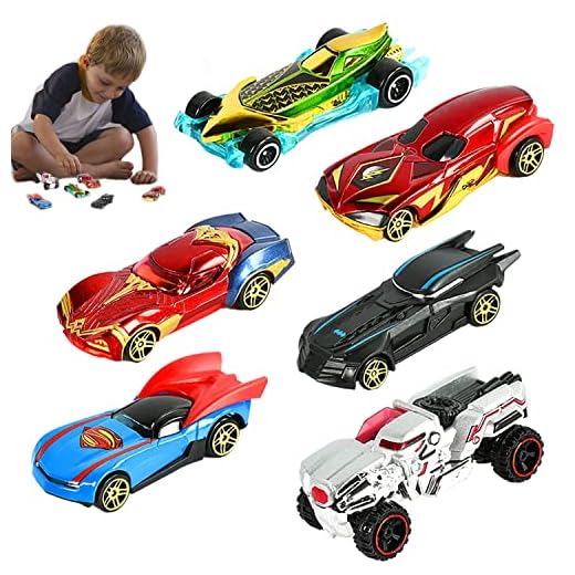 Mini Coches de Juguete, 6 Piezas Mini Die Cast Set de Coches de Juguete Metalicos, Hot Wheels Coches, Coche de Juguete, Mini Coches de Carreras para Niños Niñas de 3 a 12 Años