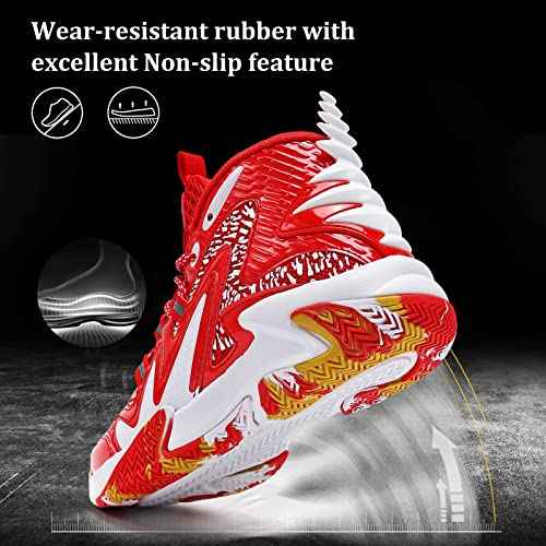Image of VITUOFLY Kids Basketball Shoes Boys Sneakers Girls Mid-top Sports Shoes | Ankle protection, Non-slip TPR outsole, Cushioned shock-absorbing EVA midsole, Indoor outdoor sports for little & big kids