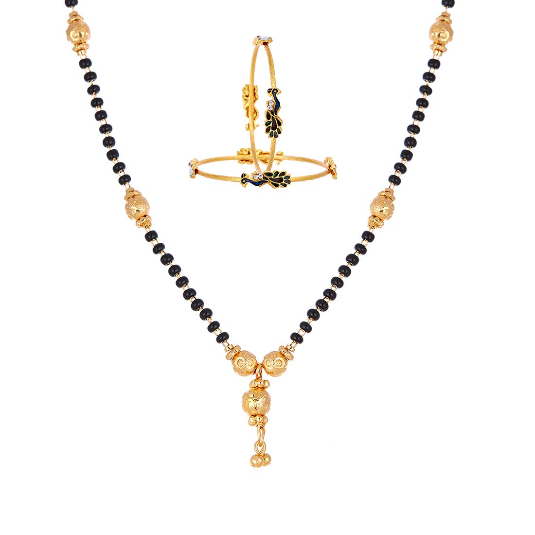 KENNICE Designer Gold-Plated Mangalsutra & Bangle Jewellery Set Combo For Women (B09NQ3HY2Z) Amazon Price History, Amazon Price Tracker
