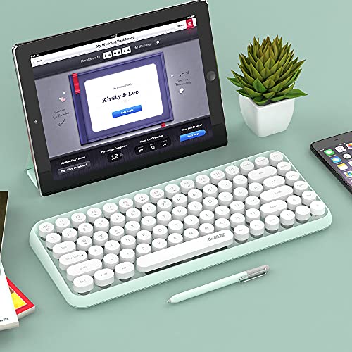 Nacodex 308I Wireless Bluetooth Keyboard Typewriter Style 84 Keys Cute Round Keycaps Mini Keyboard, Compatible With Android Windows Ios For Home And Office Retro Keyboard (Green) #TOP5