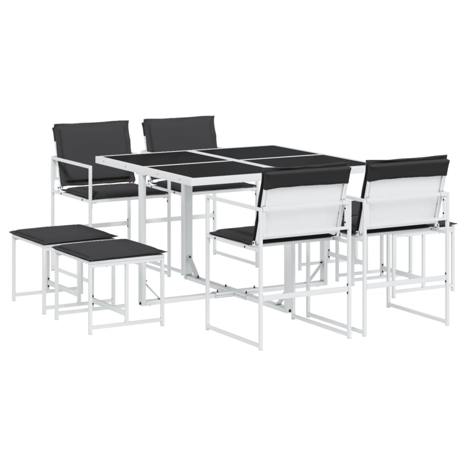 ShGaxin 3295113 - Set da pranzo da giardino con cuscini in textilene bianco, set tavolo e sedie da giardino, tavolo da terrazza all'aperto e sedie, set da giardino, mobili da esterno