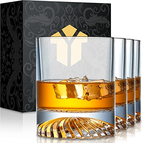 Whiskey Glasses Old Fashioned Glasses Set of 4 12oz Rocks Glasses Gift for Men Women Drinking Bourbon Scotch Cocktails Rum Cognac Vodka at Home Bar