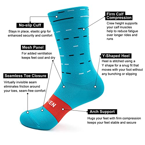Yelewen Cycling Socks Compression Athletic Crew Running Socks Mens Womens Hiking Riding Bike Triathlon Workout Climbing Sport 5 Pairs thumb #3