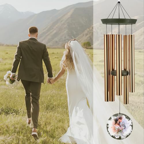 Image of ASTARIN Personalized 20th 50th Anniversar Wind Chime, Happy Anniversary Wedding Valentine's Day Gift for Wife Women Sister, Gold Anniversary Keepsake Decoration for Parents Couples