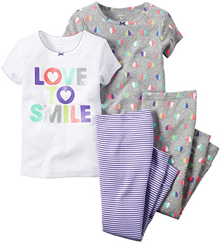 Image of Carter's Baby Girls' 4 Piece Pj Set 331g079, White, 9 Months