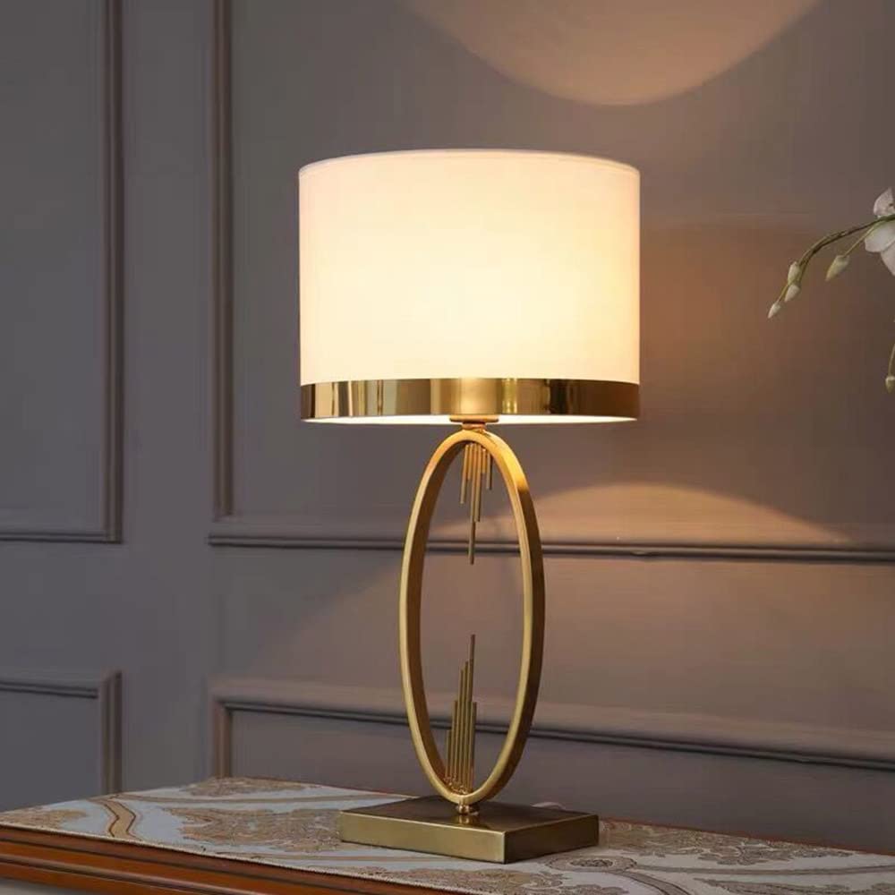 Mengjay E27 Lampada da Comodino,Creativa lampada da scrivania, Lampada da Tavolo Base in Metallo Paralume in Stoffa,Lampada da Tavolo,per camera da letto ufficio soggiorno illuminazione decorare