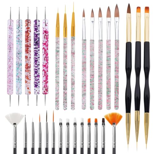 31 PCS Nail Art Brushes, Nail Art Tool Set, Dotting Tools, Dust B...