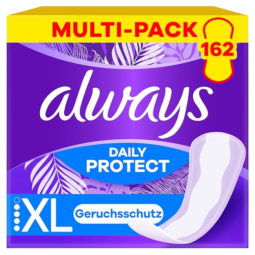 Always Daily Protect Damen Extra Long 162 Slipeinlagen (Sparpackung 3x54 Stück), mit frischem Duft, passend für alle Slipformen