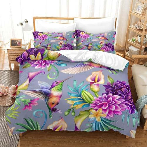 Housse de couette lit simple colibri floral pour créer un cocon douillet d'ado
