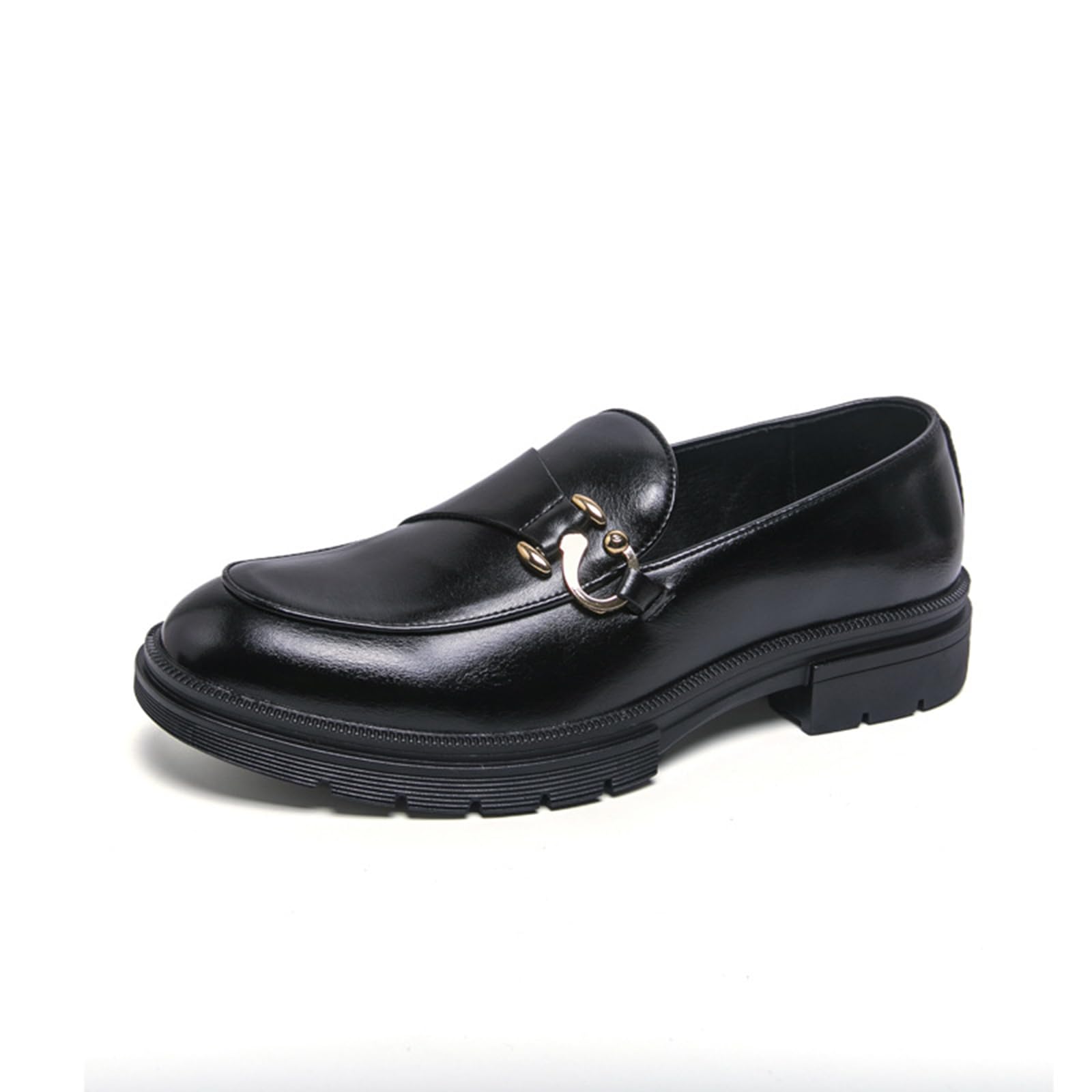 Mocasines Hombre Zapatos de Vestir Casuales Piel Sintética Sin Cordones Suela de Goma Gruesa Boda Oficina