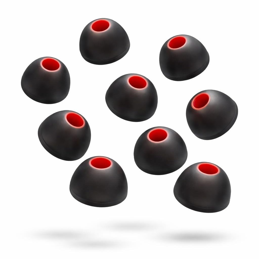 10 Pcs Silicone Earbud Tips Replacement | Universal in-Ear Earphone Tips | Soft Noise Isolation Earbuds Covers | Compatible with Wired & Wireless Earphones | Black with Red Core-image-40