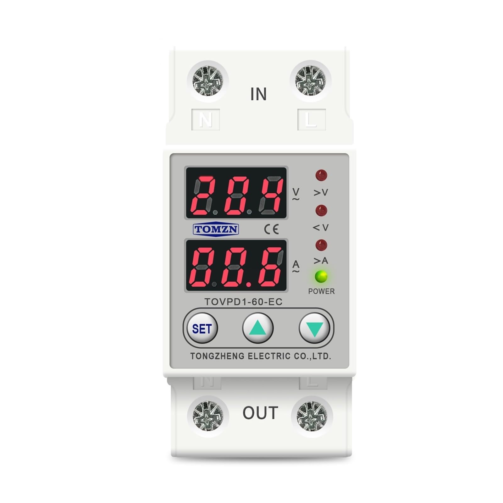 Protector de sobretensión y subtensión ajustable carril DIN 60A 230V automático TOVPD1-63