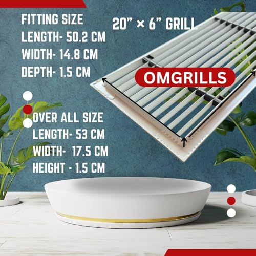 Image of Premium Central air Conditioning Grille- Linear Bar Grilles - Aluminium Powder Coated Grill, Ventilation Grill, Home Grill, ac Jali, Grill for Wall, Sidewall and Ceiling (20 inch * 6 inch)