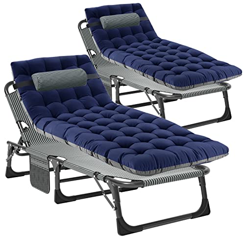 NAIZEA Folding Camping Cot, Adjustable Lounge Chair Reclining Cot, Portable Outdoor Chaise Lounge for Sun Tanning, Perfect for Pool Beach Patio Sunbathing